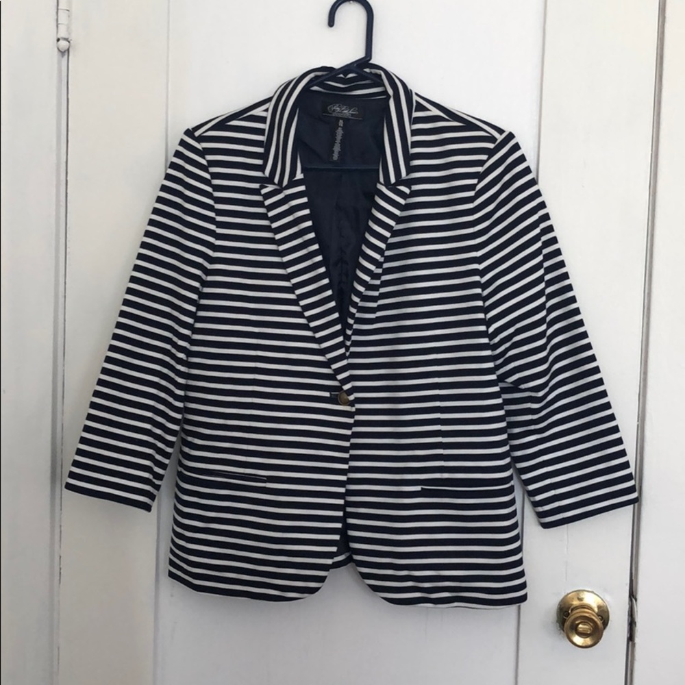 Women’s blue navy and white striped blazer